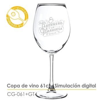 Simulación digital copa de vino 61cl personalizada con logotipo